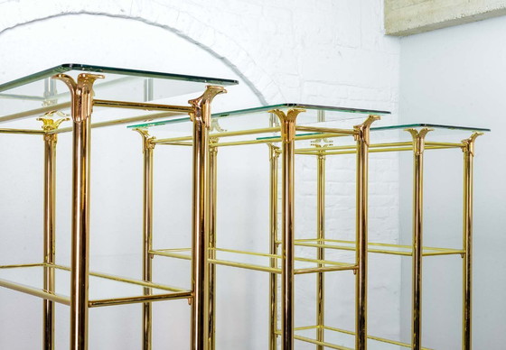 Image 1 of Hollywood Regency Style Ramiro Tarazona 24 Carat Gold Plated Mid-Century Display Cabinet with Glass Shelves. Spain, 1980s.