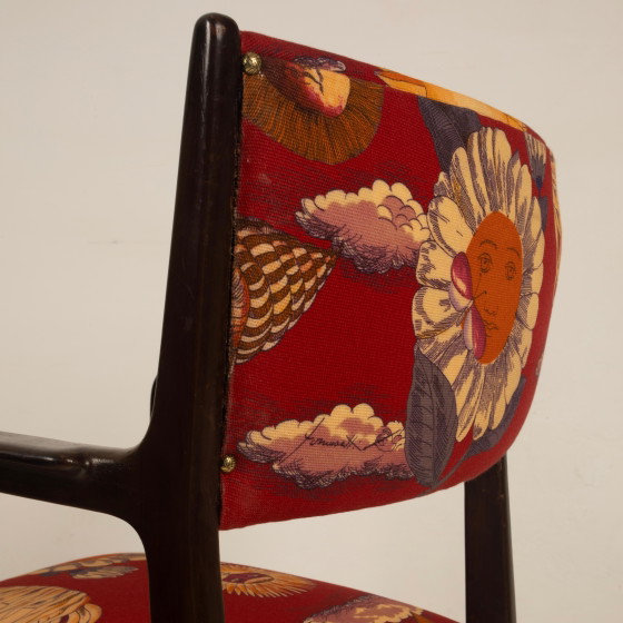 Gio Ponti Stuhl Mod. 110 mit Fornasetti Originalstoff für Cassina 1953 – Esszimmerstühle, Wood (photo 12 of 28)