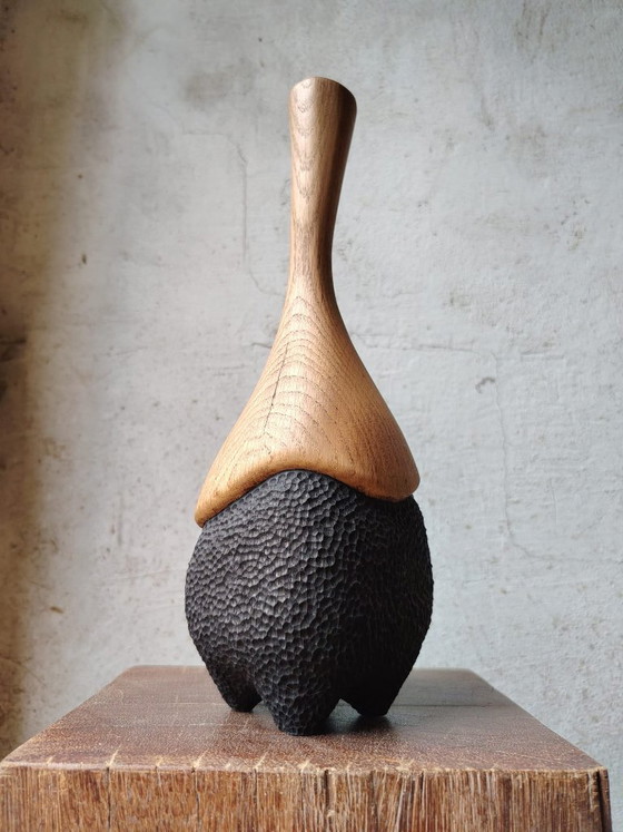 Jarrón / escultura de roble macizo tallado, retroDom, Jarrones, Madera, Marrón (foto 3 de 11)