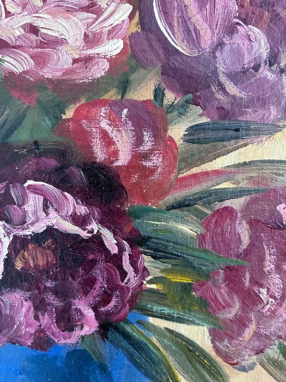 Image 1 of Vintage original floral oil painting, Signed flower art