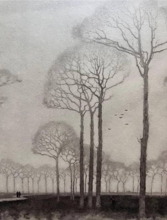 Jan Mankes 1889-1920 / Heliogravure Bomenrij 1927 – Litho's & Zeefdrukken, Paper (photo 4 of 7)