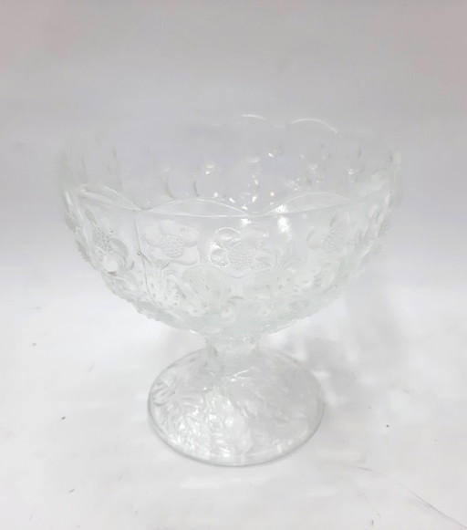 Vintage heavy glass bowl on stand