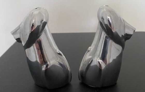 Neil Cohen (American industrial designer) 2017 modernist salt and pepper set – Nambe, Table accessories, Metal (photo 2 of 6)