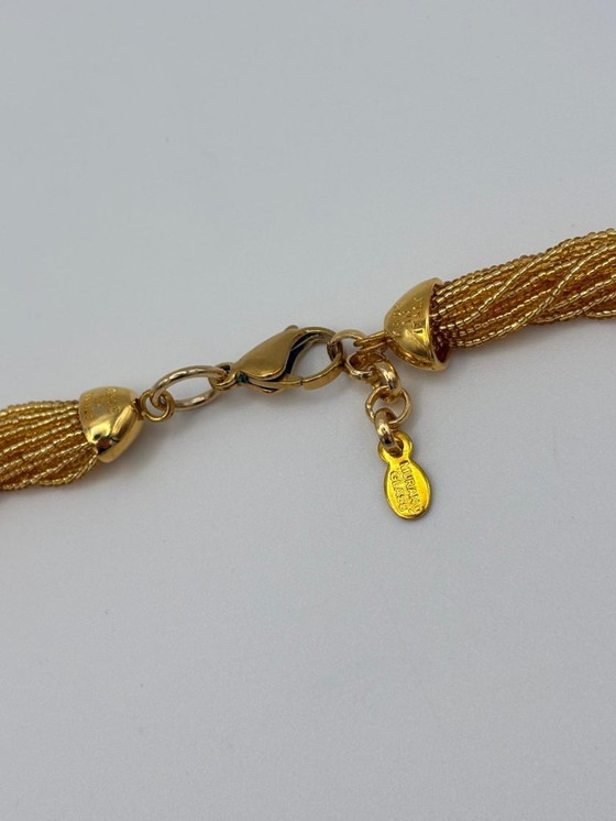 Image 1 of Murano Glass Chalcedony Snake Necklace with Gold Leaf – Venetian Handcrafted Sculpture