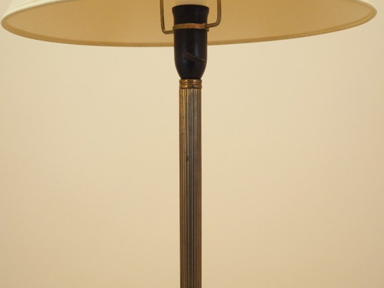 Danish floor lamp with wood and metal base, botanical fabric shade, 1960s, Floor lights, Textile, Multi Color (photo 6 of 13)