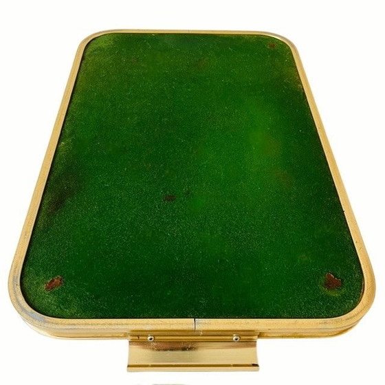 Image 1 of Vassoio vintage italiano di metà secolo in palissandro e ottone, stile Hollywood Regency anni '60