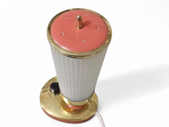 Exceptional bedside lamp / Table lamp, 1950s, Metal, Brass, White (photo 4 of 9)