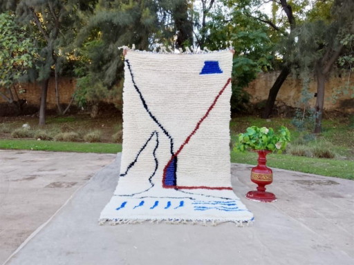 Tapis Artisanal Marocain En Laine Naturelle 250cmx150cm