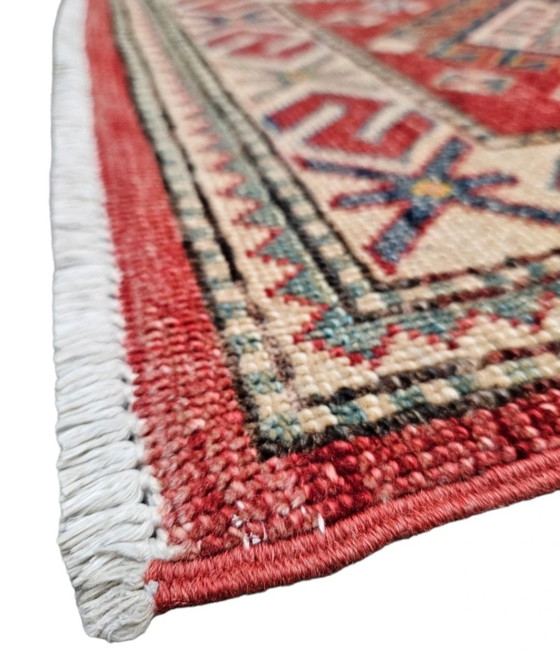 Image 1 of Handgeknoopt oosters wol Kazak tapijt loper Koraal Mint 64x205cm