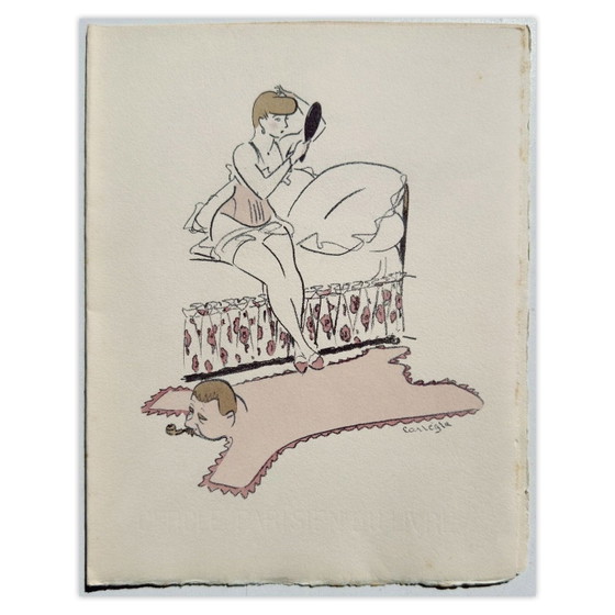 Image 1 of Charles Emile Carlegle, Dinermenu van de Parijse Boekenkring, lithografie, 1937
