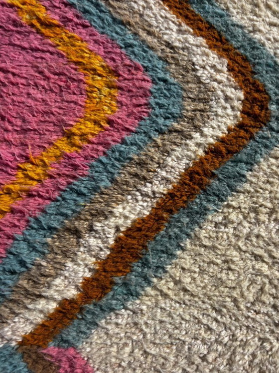 Image 1 of Berber Colorful Moroccan Beni Ourain Wool Rug 220x300 cm - Berber Moroccan Rug - Handmade Boho Floor Carpet with Bold Multicolor