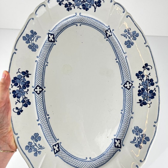 Image 1 of Grand Plat ovale Terre de Fer KG Lunéville, modele "Jane", bleu, 1890-1915