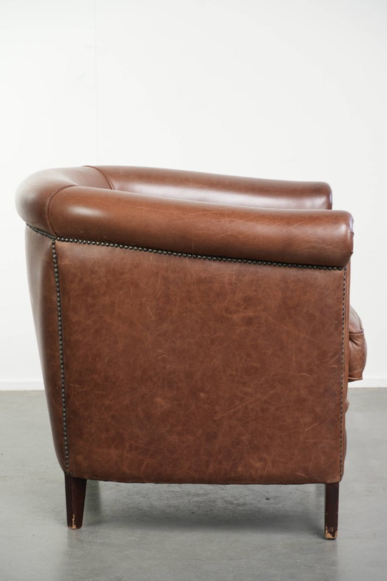 Cognacfarbener Club-Sessel im englischen Stil aus Rindsleder in gutem Zustand – Leather (photo 3 of 11)