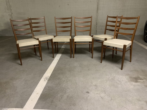 Chaise échelle 6x Design ST09 de Cees Braakman pour Pastoe 1960 – eetkamerstoelen, Skai, Wood