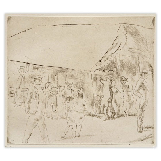 Image 1 of Jules PASCIN, escena callejera en Miami, grabado de 1980