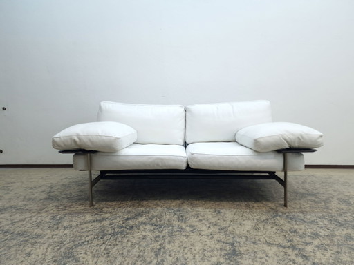 B &amp; B ITALIA Sofá Diesis Sofá de dos plazas Sofá de diseño Sofá de cuero auténtico Sofá de cuero blanco