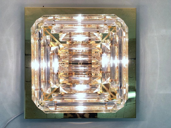 Image 1 of Plafonnier ceiling lamp with triedri glass rods, 70s 80s Hollywood Regency Venini style