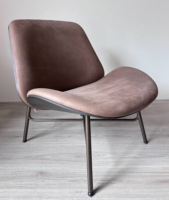 Fauteuils design Pode Nihan avec pouf, Bois, Cuir, Marron, Modern (photo 2 sur 11)