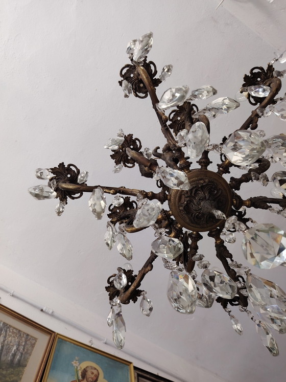 Image 1 of Kronleuchter aus Bronze und Glas aus Böhmen