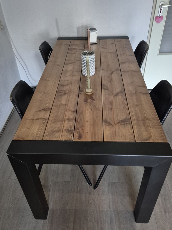 Solid wood industrial dining table. – Iron, Metal (photo 2 of 6)
