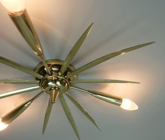 Image 1 of 50's mid century sputnik 3-light laiton CEILING FIXTURE