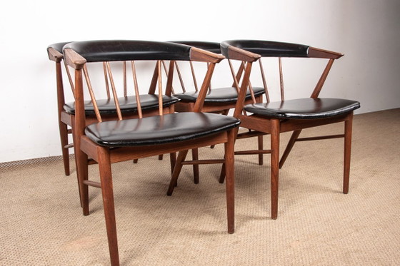 Image 1 of Danish armchairs in teak and skai by Helge Sibast for Sibast 1955.