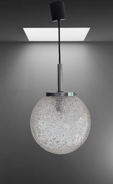 Lampe suspendue en verre bullé Hofmeister