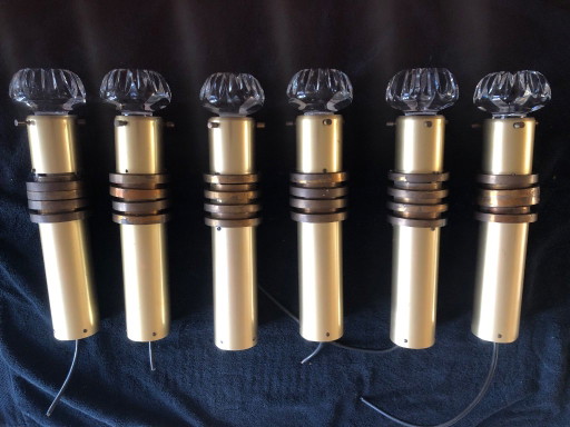 6 ciondoli Goebel in ottone e vetro – hanglampen, Glass, Brass