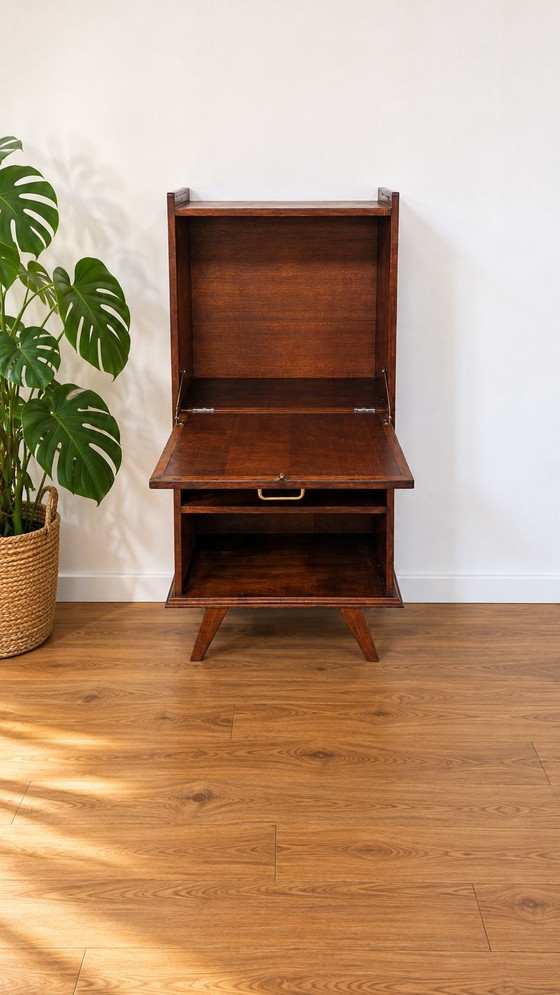 Scrittoio segretario vintage di design scandinavo – Scrivanie, Legno, Ottone (photo 4 of 5)