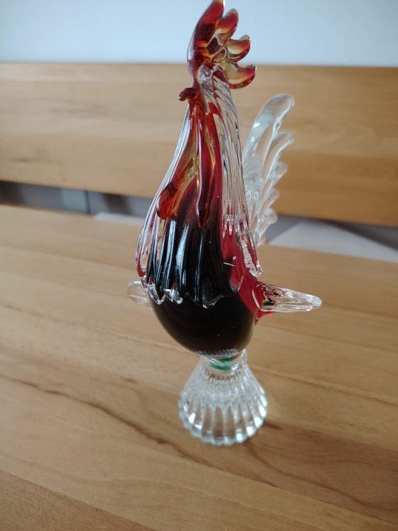 Image 1 of Vintage Murano glazen beeldje van een haan, handgemaakt