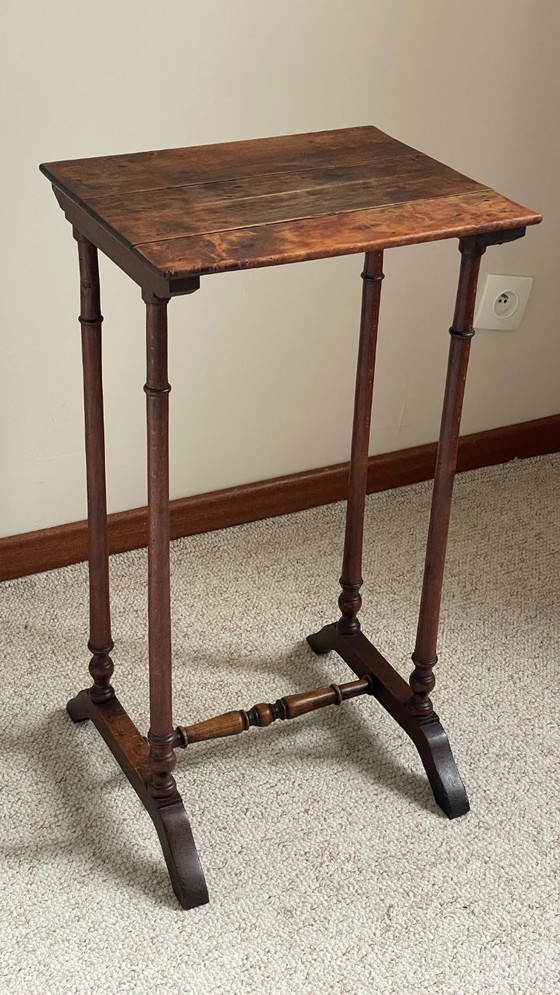Image 1 of Antique Turned Wood Bedside Table