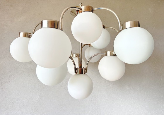 Vintage Boulanger Sputnik Lamp, Ceiling lights, Glass, Metal, Silver (photo 12 of 13)