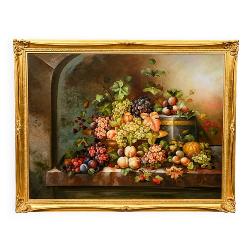 Stillleben mit Früchten. Öl auf Leinwand. Signiert.