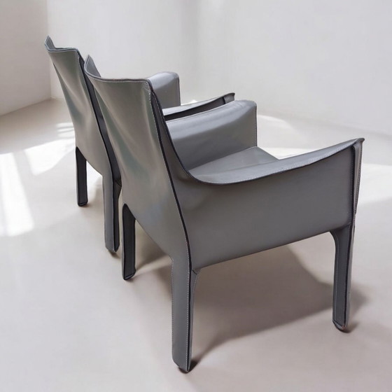 Image 1 of Set 2x Mario Bellini Cab Lounge Chair Poltrona Modello 414 Cassina