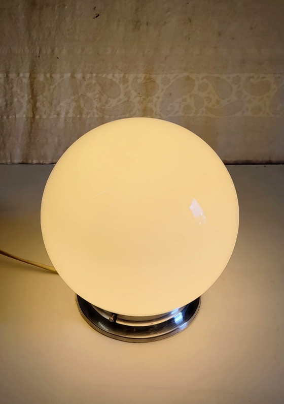 Ceiling or Table Lamp, Opaline Globe, 20cm Diameter - Mid-20th Century – Ceiling lights, Glass (photo 3 of 8)