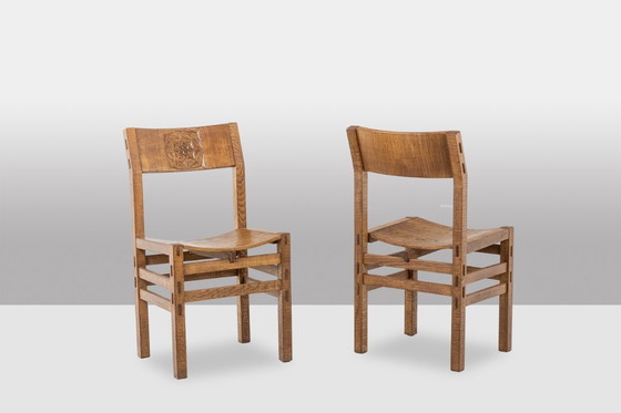 Image 1 of Officina Rivadossi. Tisch und 4 Stühle im Stil des Brutalismus. Italien, um 1970