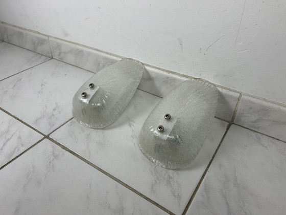 Image 1 of 2x vintage glass wall lamp shell Laguna Light