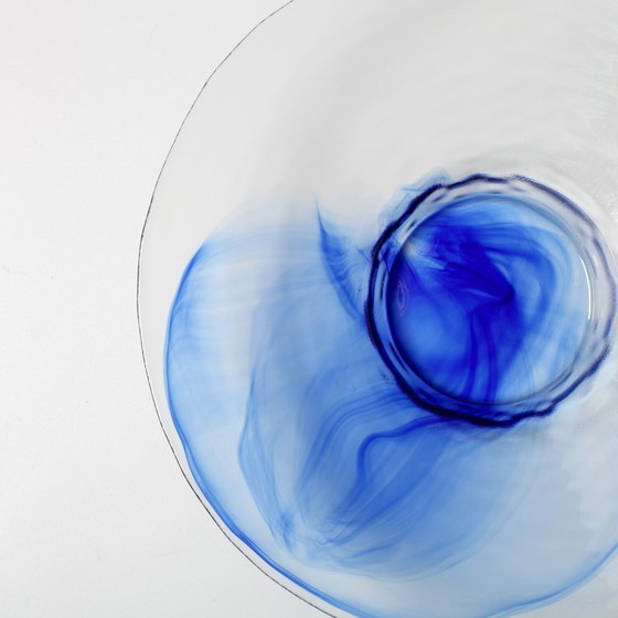 Image 1 of Bormioli Rocco Blue Swirl glazen schaal uit het midden van de 20e eeuw - Italië, jaren 1990