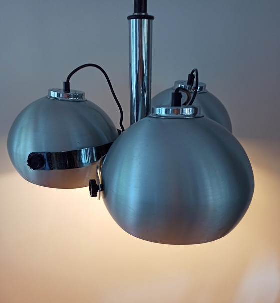 Image 1 of Oogvormige hanglamp van geborsteld metaal