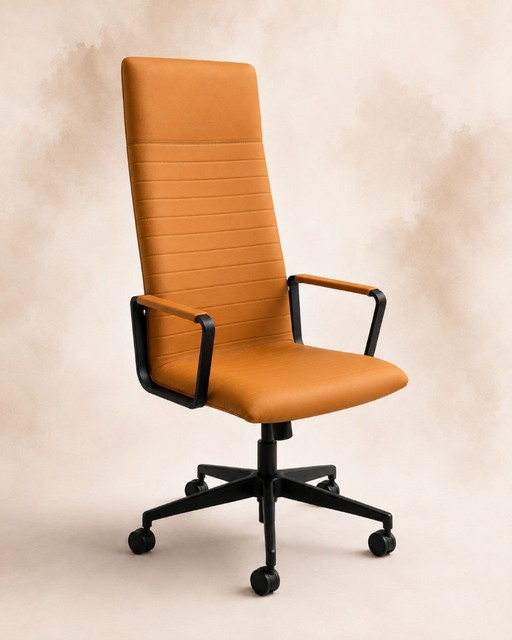 Andreu World Flex Executive High Back – Cognackleurig leer – Nieuw showroommodel – bureaustoelen, Leather
