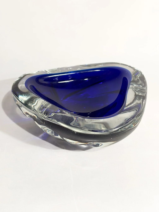 Posacenere triangolare blu in vetro di Murano anni '80 – decoratieve objecten, Murano Glass