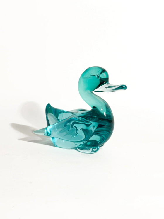 Green Murano Glass Duck Sculpture by Archimede Seguso 1950s (photo 6 of 6)
