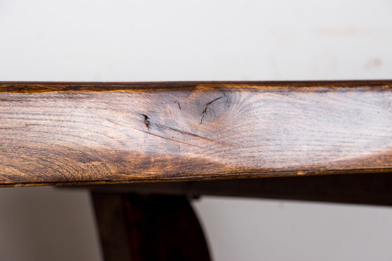 Image 1 of Large Brutalist style dining table, farmhouse style, in solid elm in the style of Olavi Hanninen 1960.