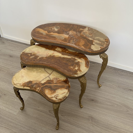 Vintage Marble Side Tables Set