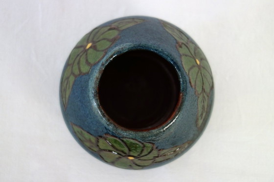 Art Nouveau ceramic Vase by Schlibs, France, 1920s, Blue, Vintage (photo 5 of 8)