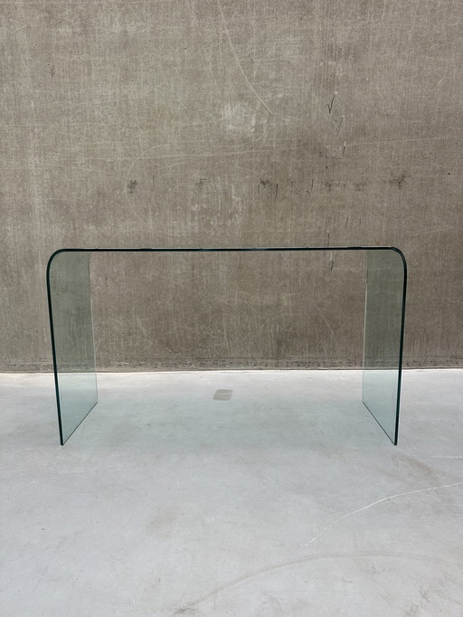 Vintage Beistelltisch/Schreibtisch aus Glas im Wasserfall-Stil