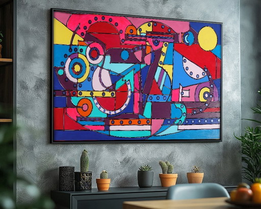  Cubisme A1353 - peinture abstraite sur toile XXL