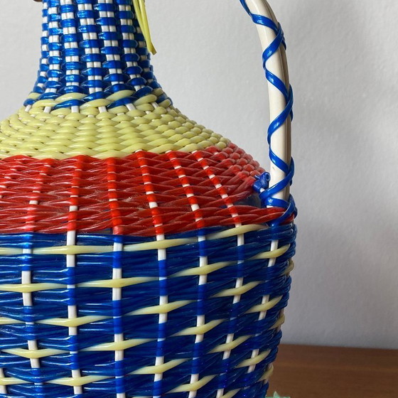 Image 1 of Glass bottle and vintage plastic braided scoubidou