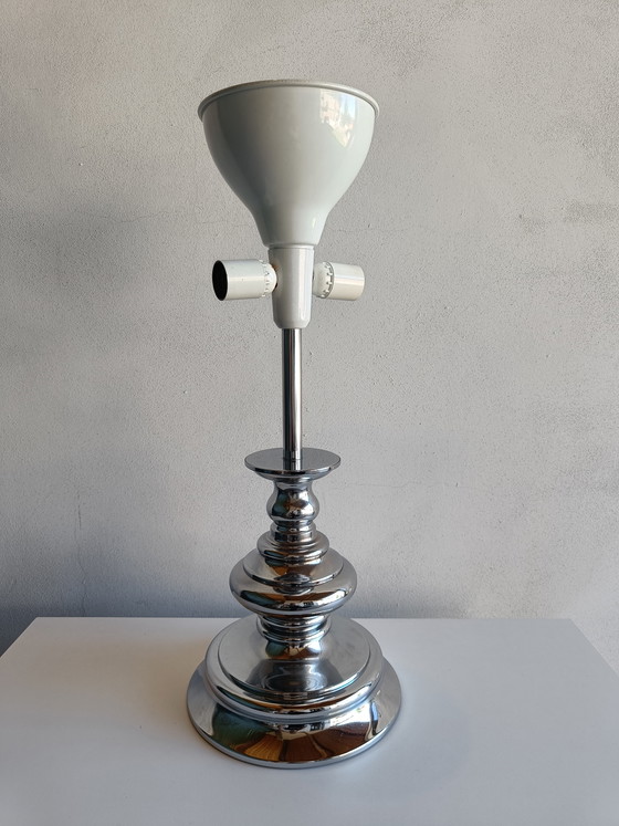 Image 1 of Lampada da tavolo o da terra Reggiani, Italia anni '60/'70, cromo e smalto, design a 3 luci