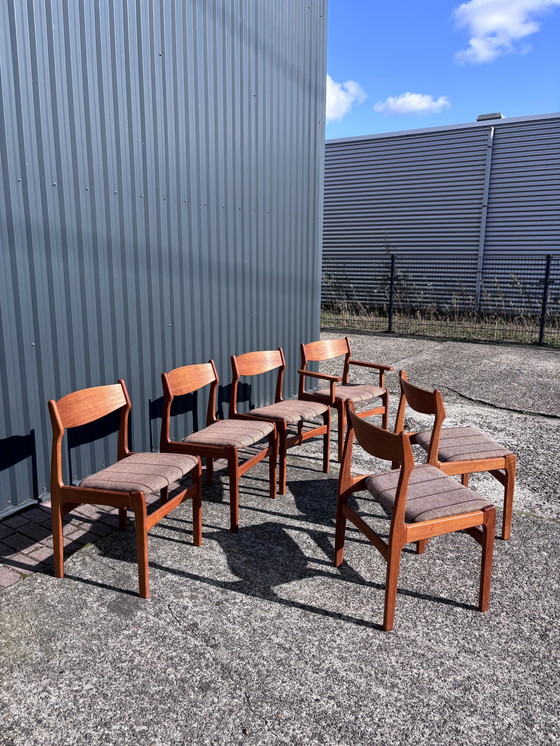 Image 1 of 6 X Vintage Teak Dining Chairs Danish Chairs